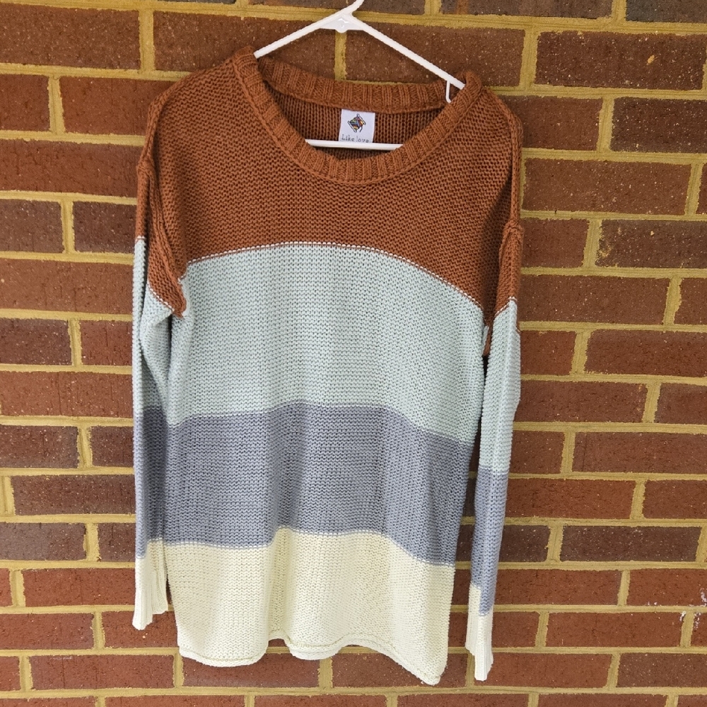 B19 Like Love Colorblock Knit Sweater Sz Sm